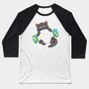 Cute Cat Cartoon character on white background Baseball T-Shirt